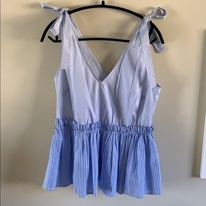 Treasure & Bond Mix Stripe Peplum Top